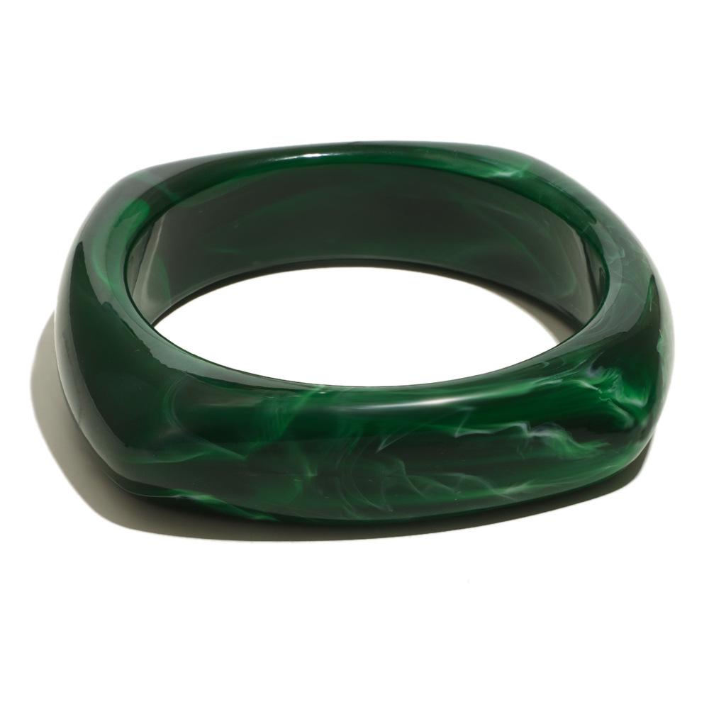 

Black Green Acrylic Acrylic Wide Bracelet Bangle Waterproof Minimalist Chunky Square Wrist Jewelry Fashion Trendy Gift for Women зелений