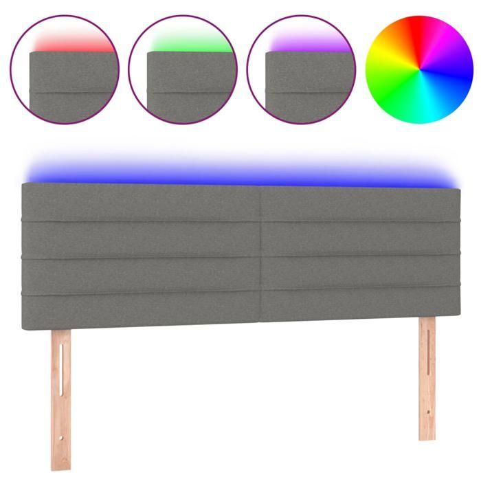 VidaXL LED Headboard Bedroom Furniture Double Bed Accessory Head of Bed Frame Interior Dark Grey 3121751
