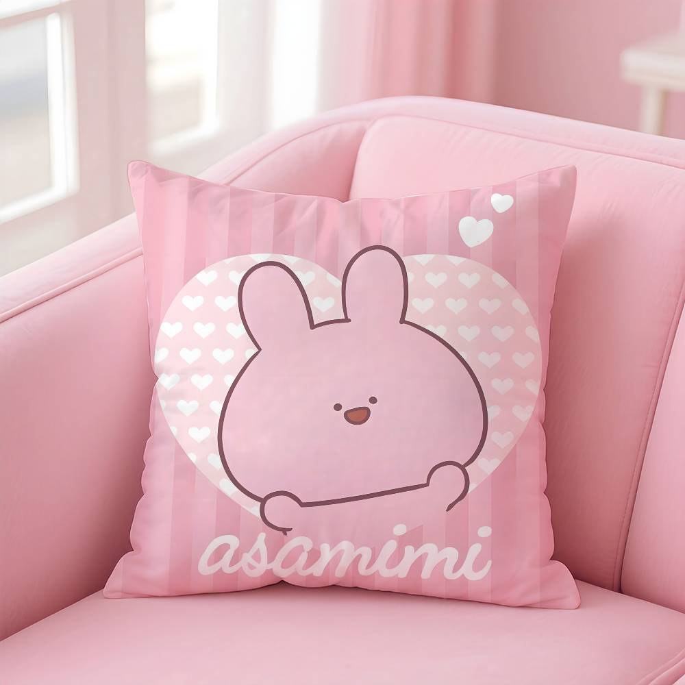 Cartoon A-Asamimichan Cute Bunny Pillow Case pattern printing pillowcase living room sofa cushion cover bedroom room decor