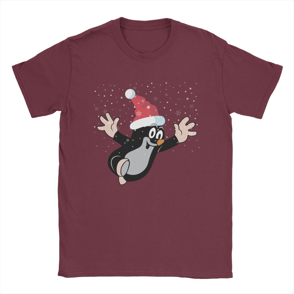 Vintage Merry Christmas Mole T-Shirts Men Cotton T Shirt Krtek Little Maulwurf Cute Cartoon Short Sleeve Tees Printed Tops S бордовый 1470₽