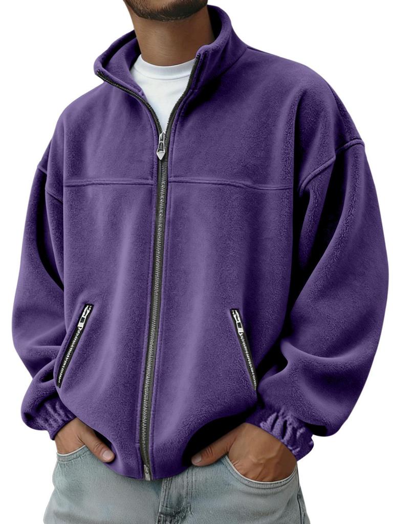 Men's American Style Stand Collar Zip-Up Cardigan Hoodie - Autumn/Winter 2026 Collection