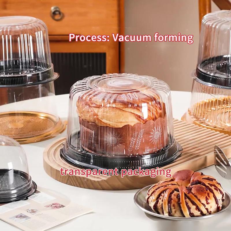 10Pcs Transparent Cake Box Set 4 6 8 10 Inch Reusable Round Birthday Wedding Bakery Container for Pastries and Sweets