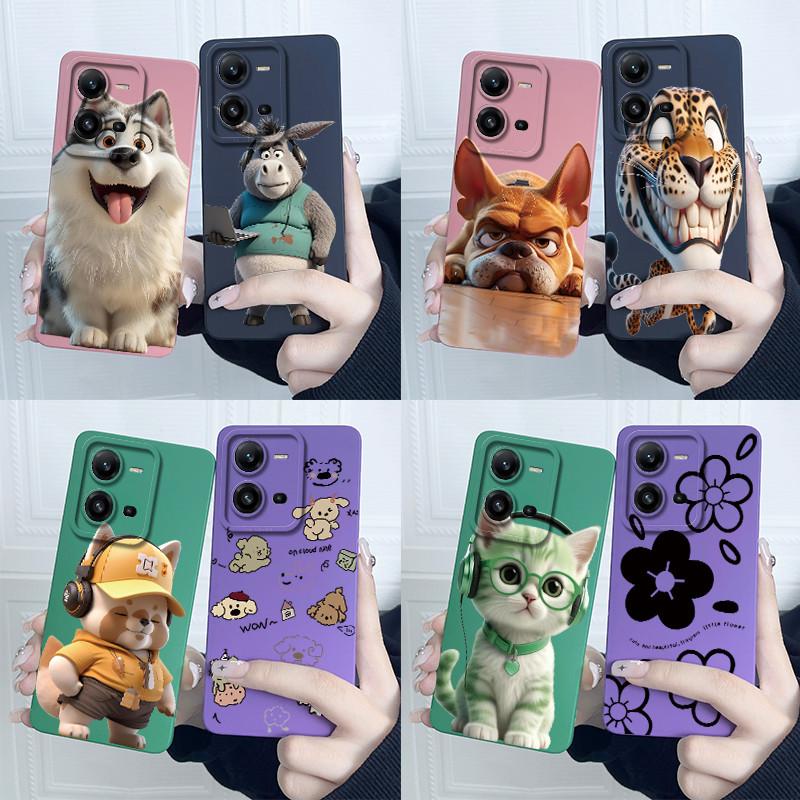For Vivo V25 Case Vivo V25e V2201 V2202 Lovely Cat Liquid Silicone Soft Phone Case For Vivo V25 V25e VivoV25 e Back Cover Bumper