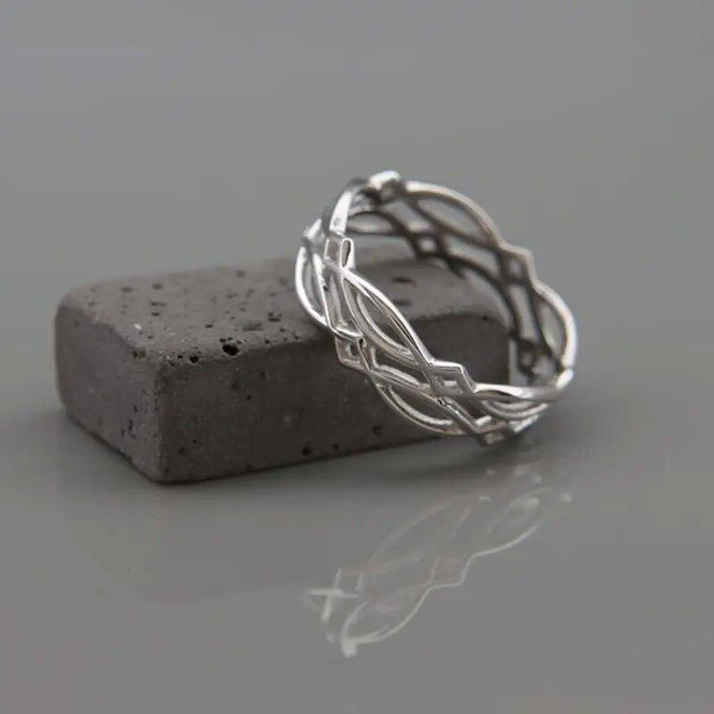 Simple Ring, Wound Hollow Woven Index Finger Ring, Metallic Ring