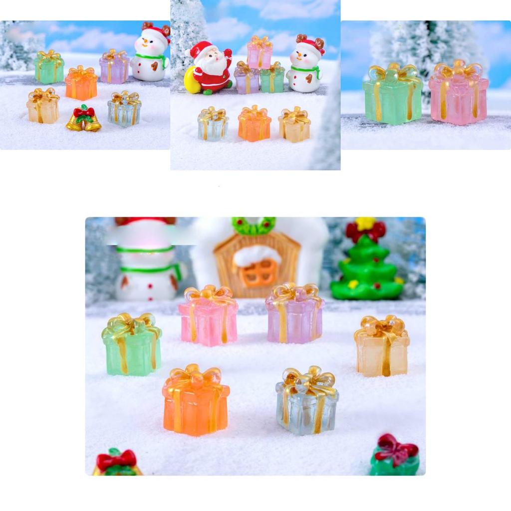 Charming Resin Craft Luminous Gift Box Diy Miniature Night Light Car Ornament Six Colors