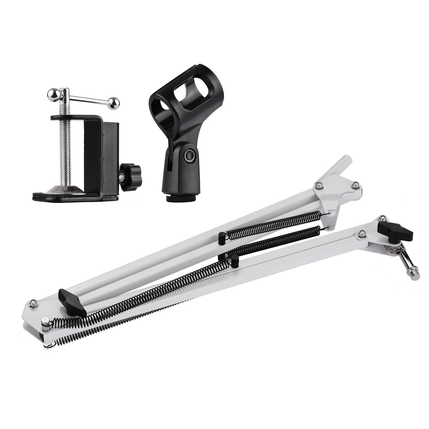 Painter White Microphone Stand Holder Table Lazy Bracket With Extendable Arm Microphone Clip