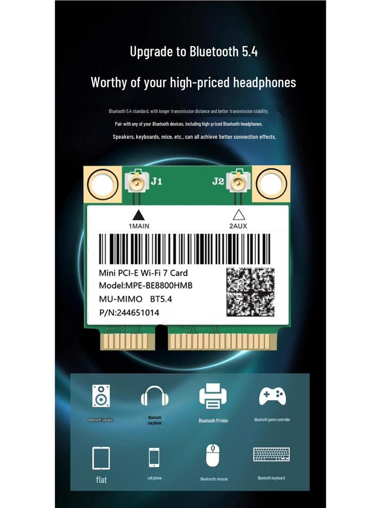 BE200HMW WiFi 7 Gigabit Tri-band Mini PCIe Internal Network Card with Bluetooth AX210.