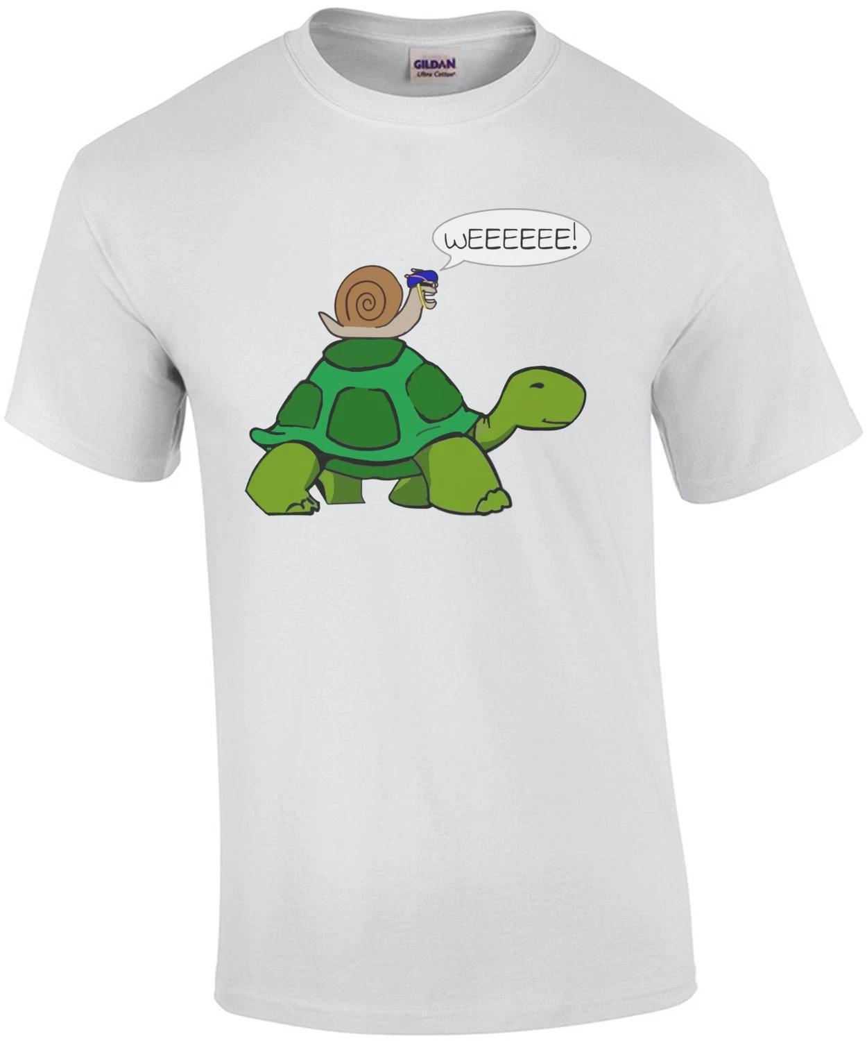 

Snail Riding on Turtle WEEEEE Funny T-Shirt L