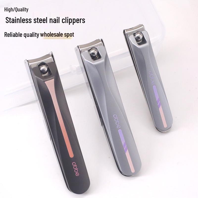 Premium Stainless Steel Angled and Flat-Edged Nail Clippers Set Gunmetal Angled JZ004