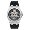 Men's Large Quartz Watch Black Warrior 12-Sided Case Hollowed-Out Face Silicone Strap Crafted with Precision Quartz Movement