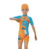 Children's Boys' One-Piece Short-Sleeve Swimsuit: Medium & Large, Quick-Dry, UV Protection