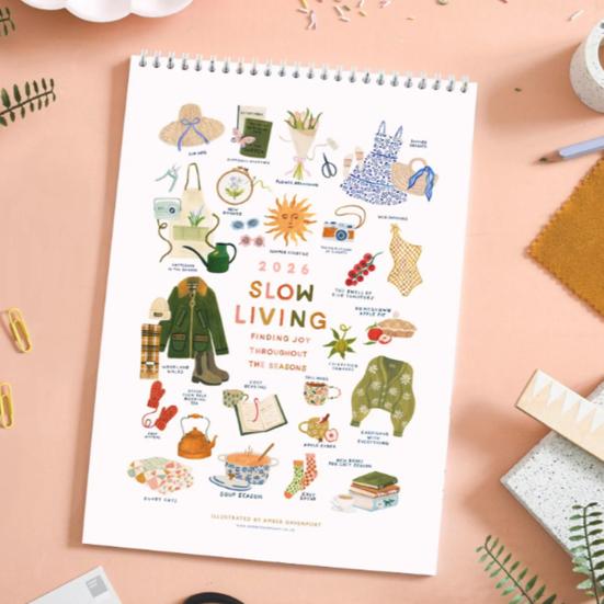 2026 Slow Living Wall Calendar Decorative Desk Planner Smooth Page Turn Event Marking Calendar Home Office Organizer