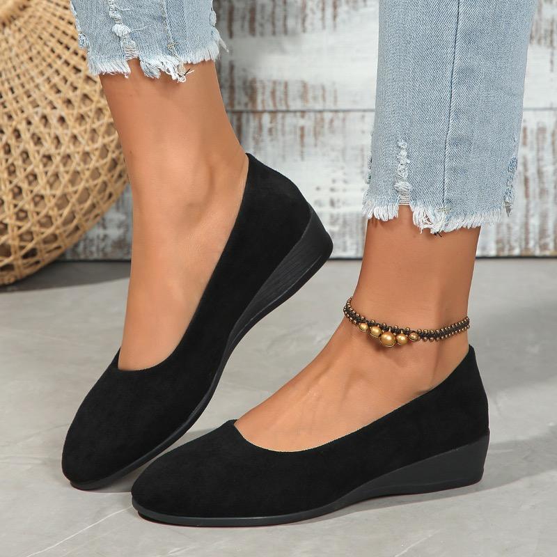 Fashion 2025 New Women's Shoes Fashion Suede Casual Shoes Comfort Slip On Loafers Wedge Heel Single Shoes for Women Light Walking Flats
