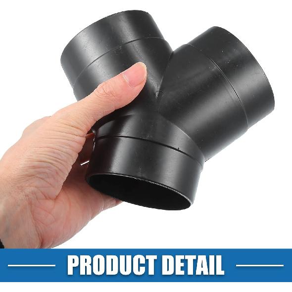 Y Piece Duct Air Ducting Connector Straight Air Heater Duct Joiner Connector Pipe 2.95'' 75mm OD Black (Set of 2)