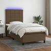 3134832 vidaXL Upholstered Bed Base and Mattress and LED Dark Brown 80x200cm Fabric