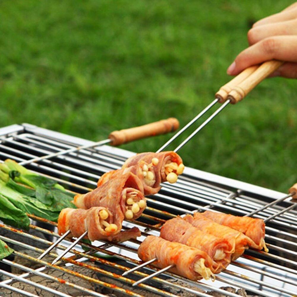 4x Stalowe Szpikulce Stalowe Patyki Na Szaszłyki Do Grilla Szaszłyków 38 Cm