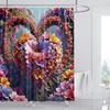 Beautiful Heart-Shaped Flower Shower Curtain Loving Floral Shower Curtain Flowers And Plants Bathroom Curtains Home Decoratoin