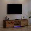 TV Stand with LED Lighting Reclaimed Wood Look 140 x 34 x 40 cm Particleboard