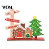 Rustic Wooden Cabin Decor Christmas Ornaments, Tabletop Decoration with Santa Claus Snowman Elk Window Display Props Designs for Home Holiday
