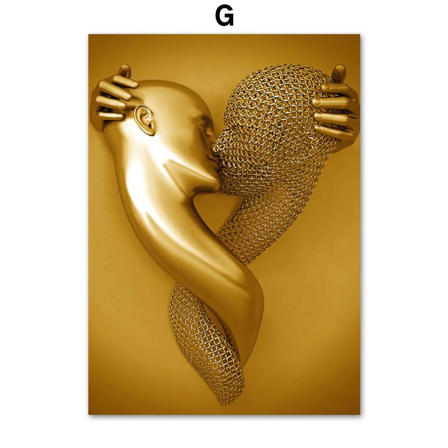 

Абстрактная металлическая фигура, скандинавский постер, современные любовники, скульптура, настенная живопись, холст, живопись, настенные панно для декора гостиной 30X40 cm No Framed