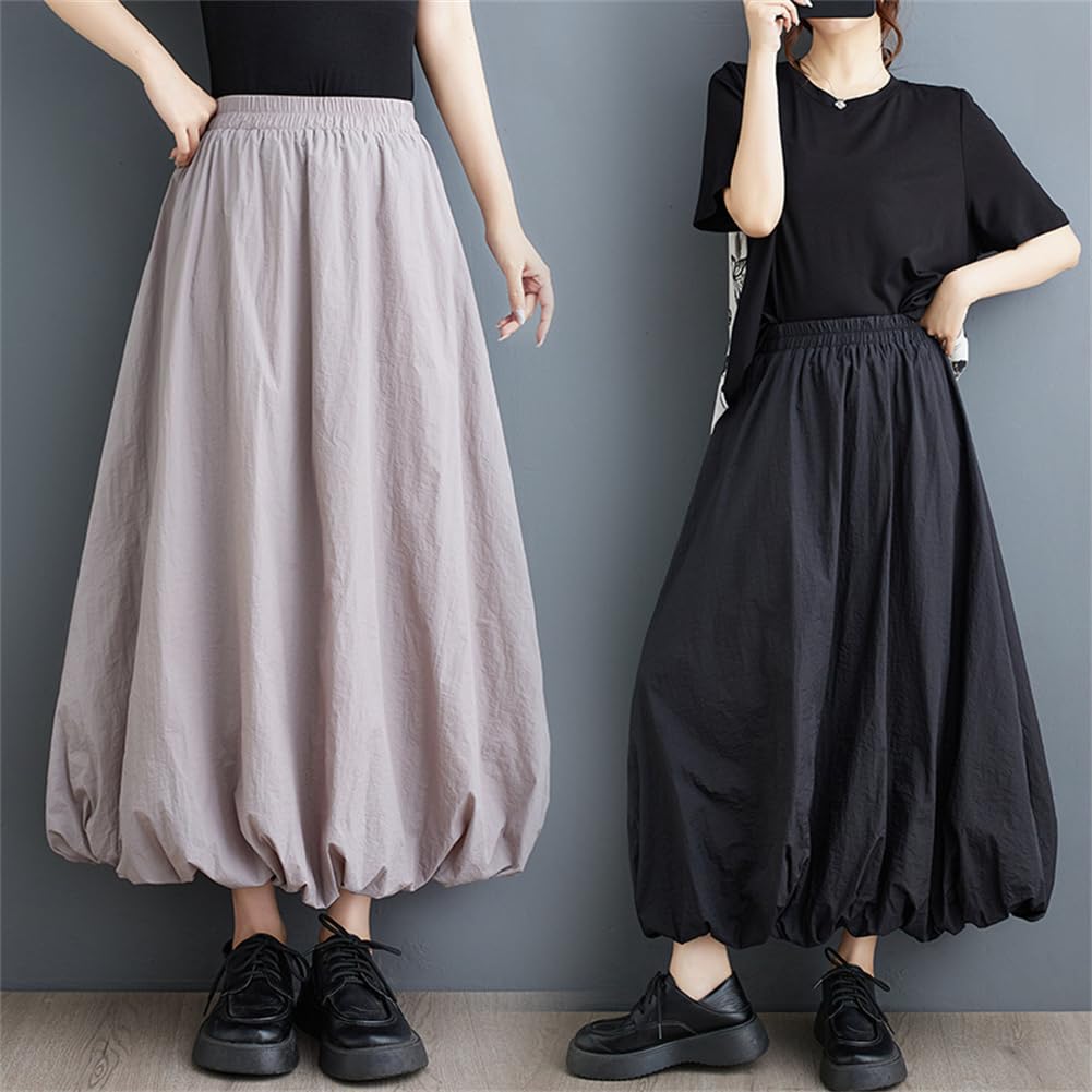 LeafIn Balloon Long with High Elastic Solid 0503 Women's Skirt, Skirt, A-Line, Autumn, Pockets, Fall/Winter/Summer, Waist, Waist, Fluffy, Slimming,