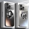 New Titanium Metallic Luxury Matte Case For iPhone 16 15 14 13 12 17 Pro Max Plus For Magsafe Glass Lens Camera Protection Cover