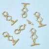 BENECREAT 6 Sets 18K Gold Plated Brass Toggle Clasps Double Ring Clasps and Metal Bar for Necklace Chain Bracelets Jewelry Making Craft DIY