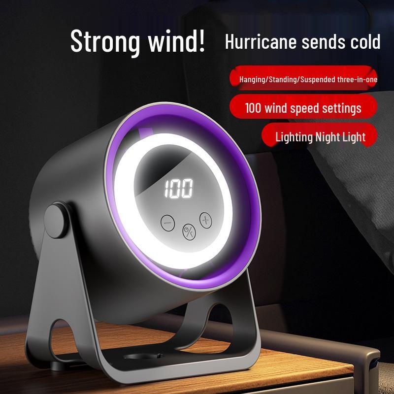 Compact USB Bladeless Desktop Fan with Silent Digital Display for Home, Kitchen, Dorm