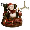 Indoor Outdoor Christmas Sign Wooden Table Sign 2D Flat Santa Claus/Snowman Reading Desktop Ornament Decorative Signage with Stand Holiday Tabletop