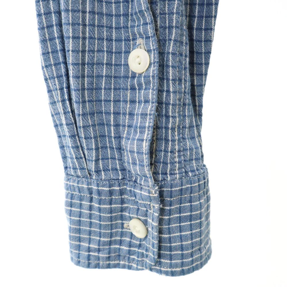 RRL Check Pattern Long Sleeve Hidden Button Down Shirt XS Blue Men's Used
