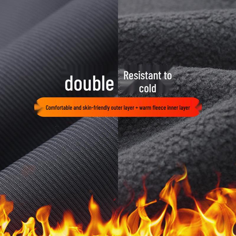 Men's Outdoor Windproof Splash-Proof Fleece-Lined Hiking Pants for Autumn and Winter