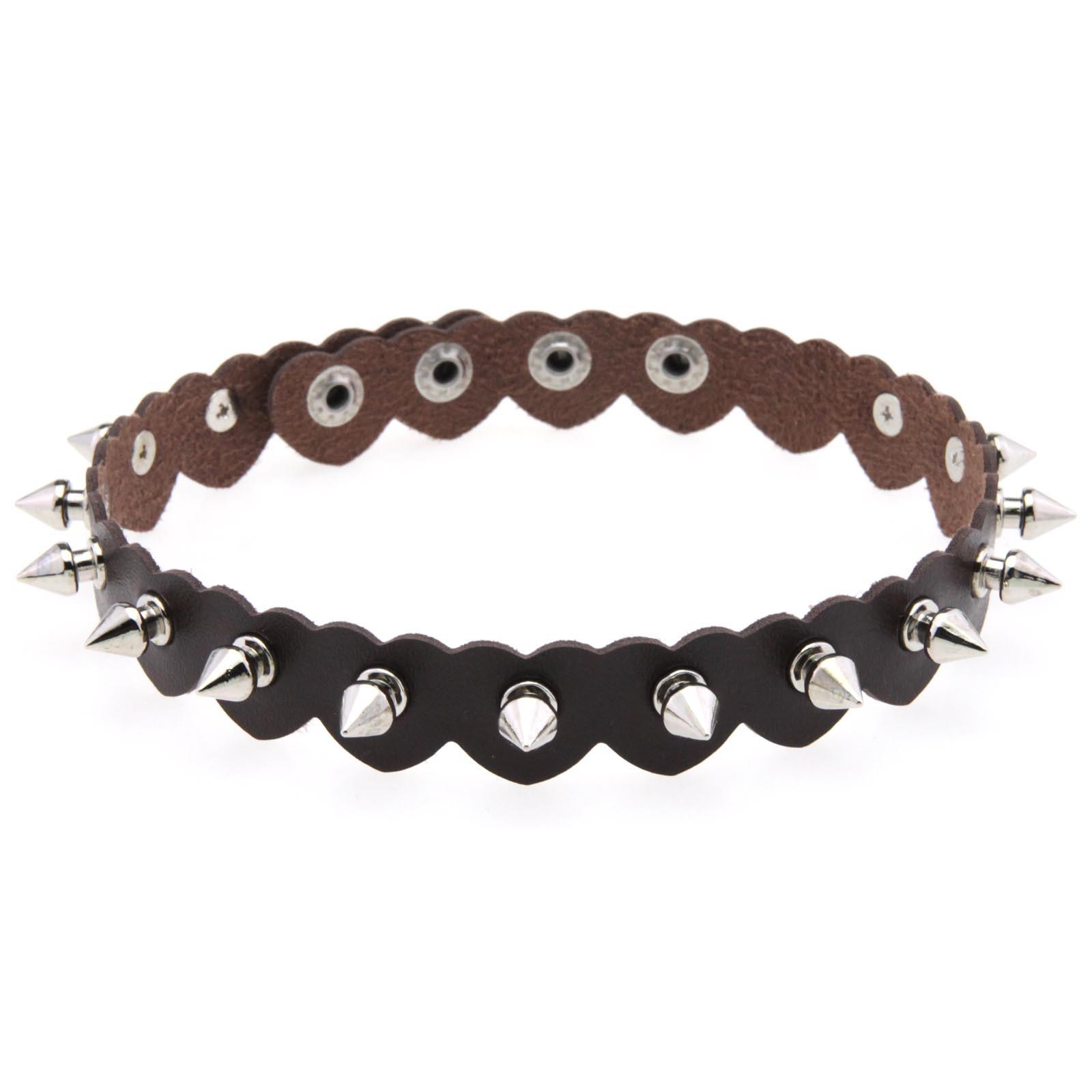 Mode Punk Gothic Nieten Welle PU Leder Halsband Kette Party Halloween Weihnachten Kreativ Geburtstag Valentinstag black