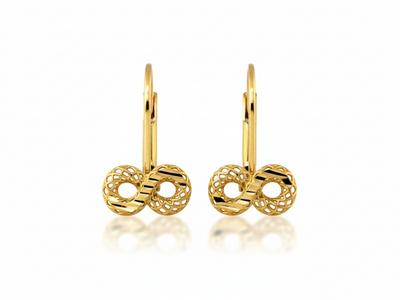 English 585 Gold Earrings with Infinity, Elegant Design for a Gift