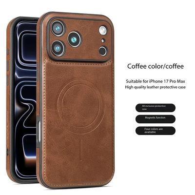 Custodia Business Retro in Pelle di Lusso Magsafe per Telefono per iPhone 17 16 15 14 13 12 Pro Max Plus 17Air Copertura di Ricarica Wireless Magnetica
