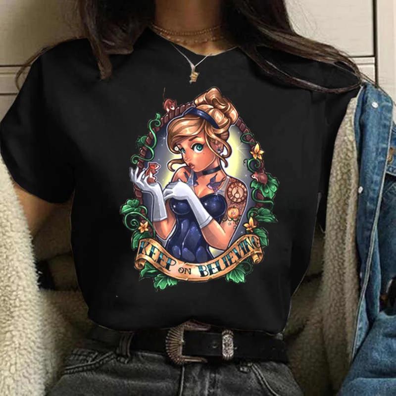 T-shirt Unisex New Punk Princess Jasmine Printed Fashion T Shirts 90s Kawaii Graphic Tops Harajuku O Neck Tee