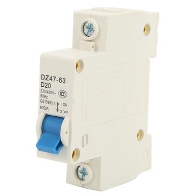 1P Miniature Circuit Breaker DIN Rail Mount Overload Protection Switch AC 230V 400V 20A
