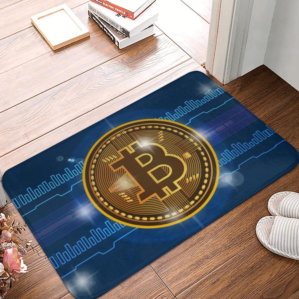 Bitcoin Cryptocurrency Crypto Digital Code Doormat Mat Anti-Slip BTC Blockchain Bath Kitchen Garage Rug Carpet 40*60cm