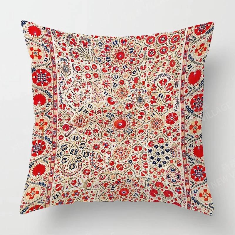 Home Decor Colorful Ethnic Pattern Digital Print Pillow Covers Pattern Cushion Cover Suitable for Sofa Bedroom Car Pillow Cover