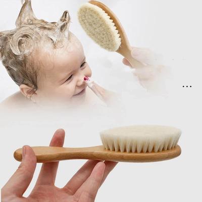 Newborn Wooden Construction Hair Comb Natural Wool Comb Hair Brush Baby Head Massager Portable Little Child Accessories for Newborn Infant