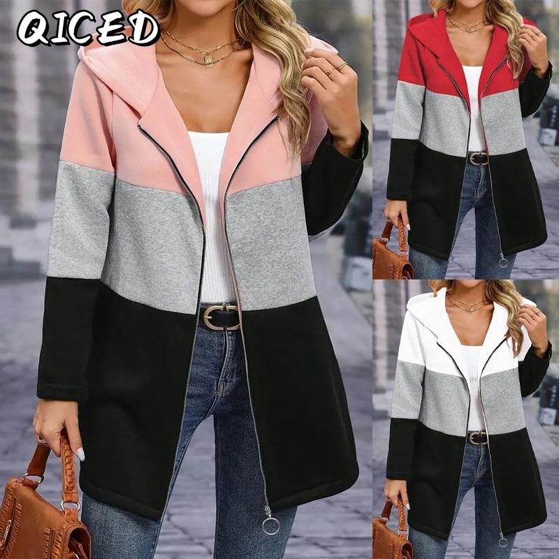 QICED Women's Vintage Casual Autumn Winter Long Sleeve Jackets & Coats