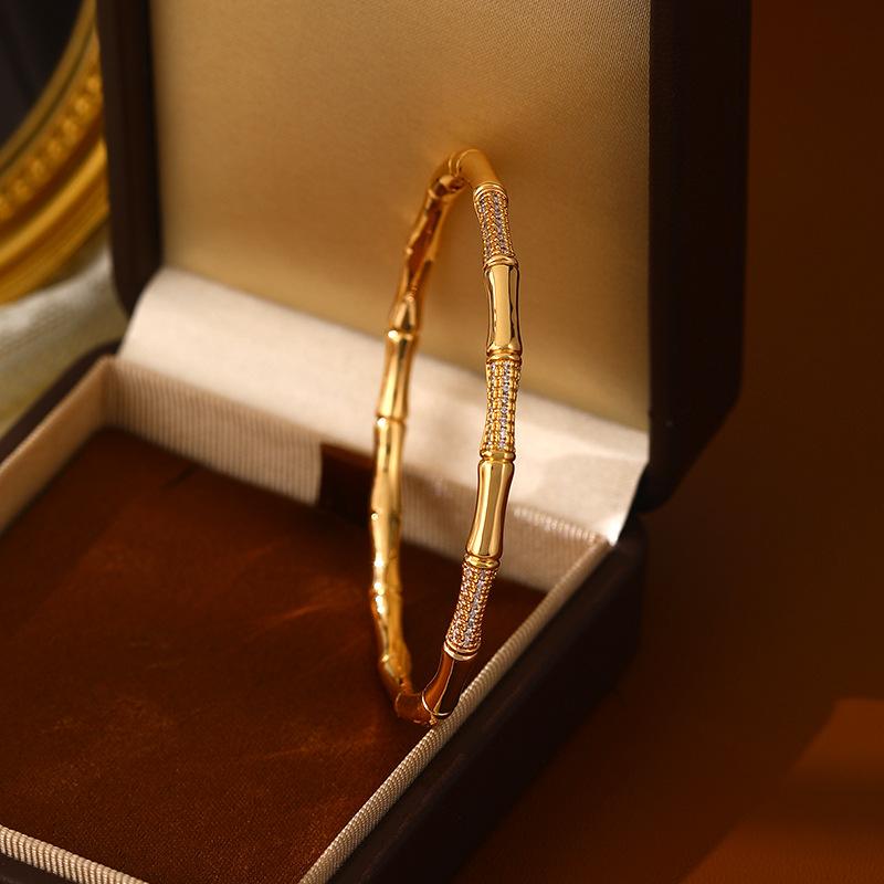 

Bamboo Joint Zircon Bracelet Light Luxury Fashion Versatile Elegant Minimalist Women Jewelry