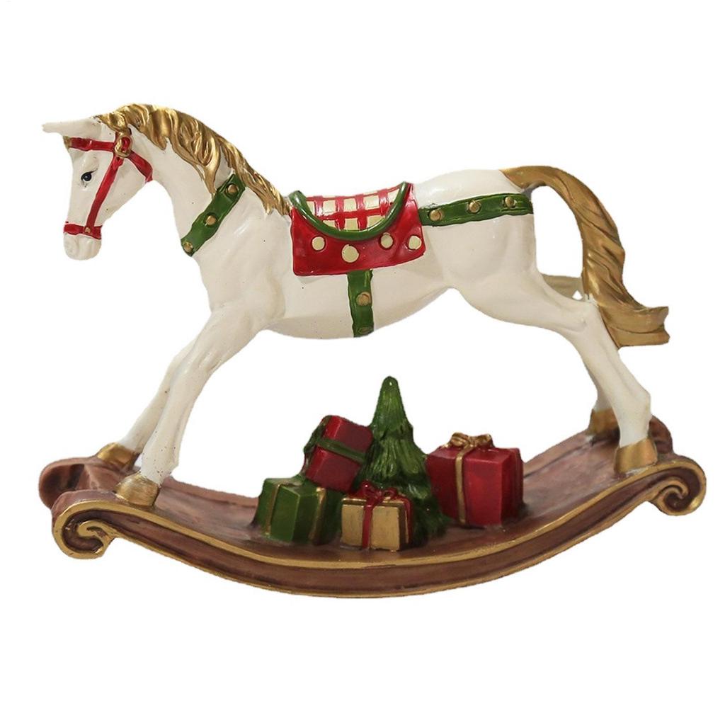 Christmas Rocking Horse Ornaments Resin Rocking Horse Figurine Christmas Table Decoration Party Favor Supplies Home Decorations