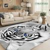 Sketch Tiger Face Rectangle Rug Monochrome Wild Animal Pattern Washable Floor Mat For Fireplace Bedroom Decor Carpet