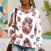 Women Plus Size White Halloween Ghost Pumpkin Printed Hoodie Long Sleeve Drawstring Hood Kangaroo Pocket Pullover