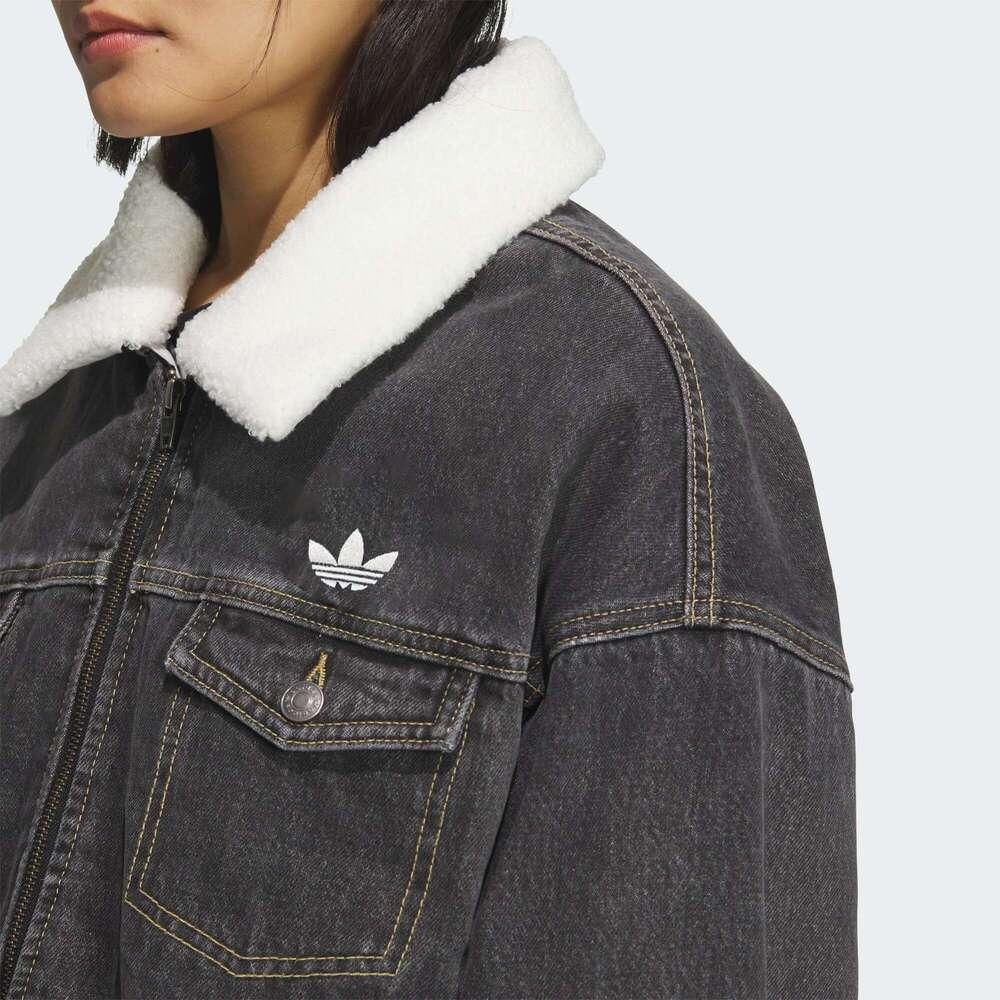 adidas Originals FW25 Femme Denim Padded Collar Zip Long Sleeve Jacket Women Jacket KB5449