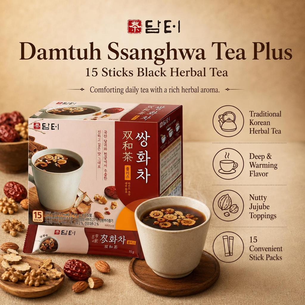 Damtuh Ssanghwa Tea Plus  15 Sticks Black Herbal Tea