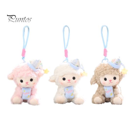 Backpack Accessory Charm Goodnight Sheep Plush Keychain, Cute Sleepy Lamb Stuffed Toy with Nightcap, Animal Soft Fluffy Bag for And Nursery Room Decor