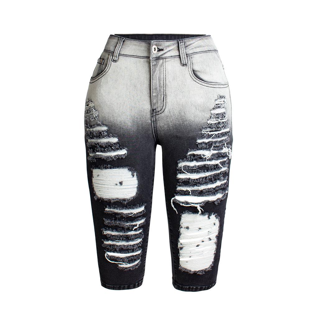 

European-American Style Women s Black Ripped Elastic Straight Jeans (2019) XL (EU 40) чорний