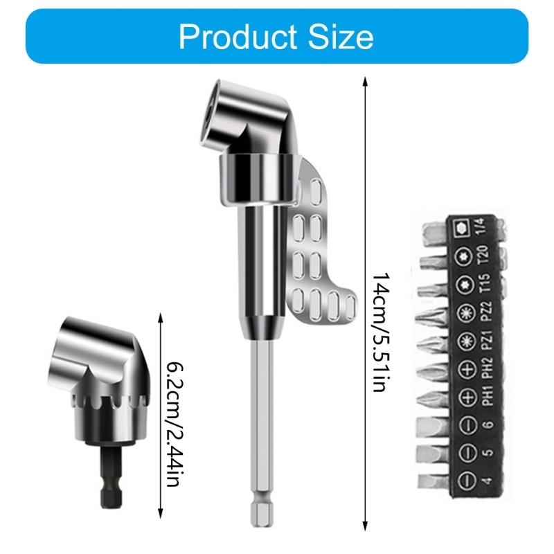 105 Degree Right Angle Driver Drilling and Driving Power Screwdriver Drill Attachment Adapter 1/4inch Hex Quick Changes