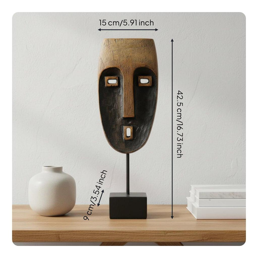 2 Pieces Resin Face Decor Modern Design Figurine Artistic for Gift